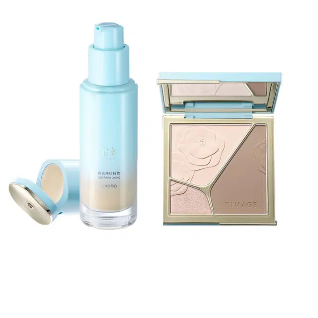 彩棠 雾瓷持妆小圆管 三色轮廓盘彩妆套装 自然无瑕持久不脱妆服帖不卡粉提亮肤色修饰肤色