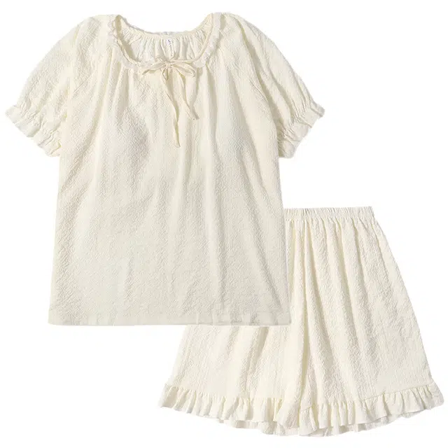 好福份 带胸垫温柔清新家居服夏季睡衣套装 女款