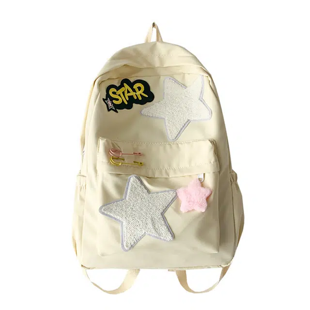 芭菲尼 学院风日系可爱小众柠檬黄星星背包百搭洋气出街必备短途旅行通勤 尼龙 双肩包 常规 女款 多色