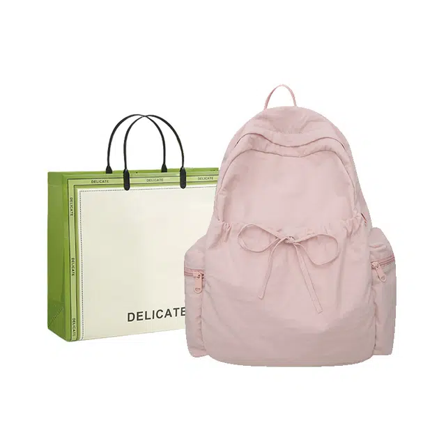 芭菲尼 大容量小清新背包潮流韩版 牛津布 双肩包 常规 男女同款情侣款 粉红色/灰色/米白/蓝色