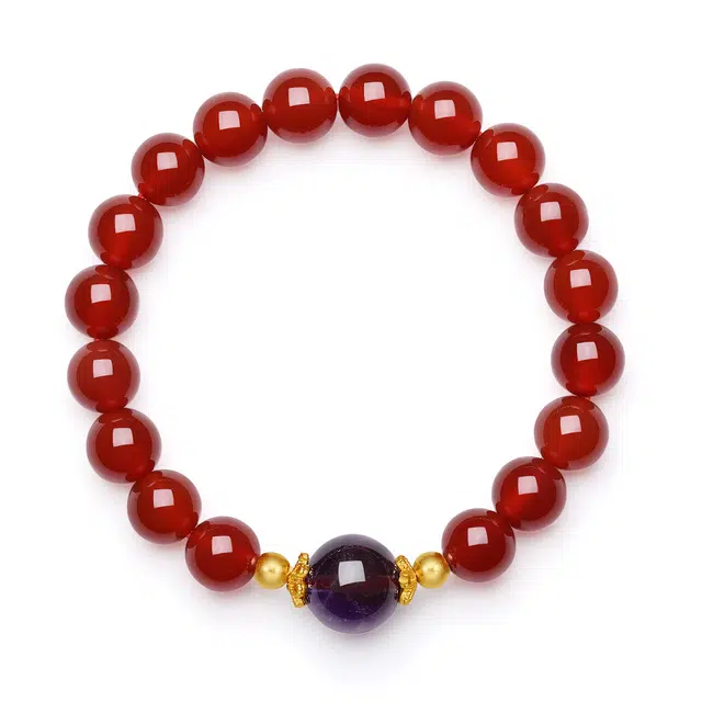 翠雅金楼 新中式复古国潮民族风招财纳福时来运转紫晶转运珠串珠手饰 精致简约日常百搭通勤腕饰#好运天然 玛瑙 手串 女款