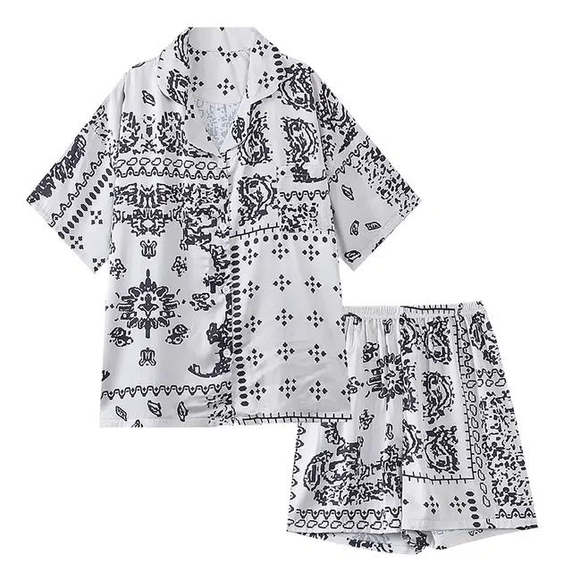 莫代尔 韩版舒适百搭休闲透气时尚气质简约居家服可外穿短袖三分裤春夏季睡衣套装 女款