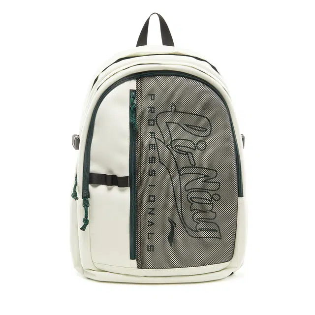 李宁儿童 网球 大容量多隔层休闲百搭简洁反光双肩 聚酯纤维 童包 常规 青少年 米白色