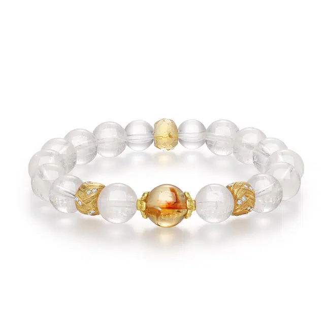 金六福吉祥 新中式国风高品质疗愈净化招财纳福手饰 爆闪显白不挑皮精致高级大方优雅#好运天然 白水晶 手串 男女同款情侣款