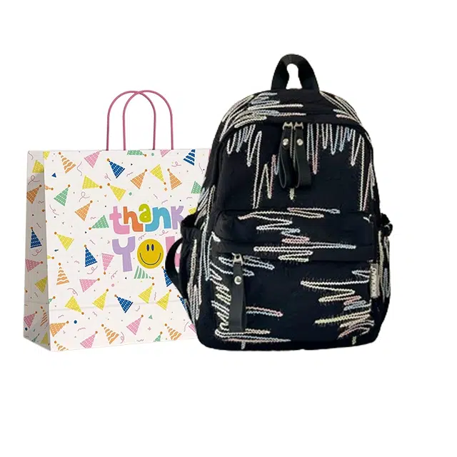 三只小鸭 可爱简约大学生百搭轻便时尚 尼龙 双肩包 女款 黑色/粉色/黄色/白色