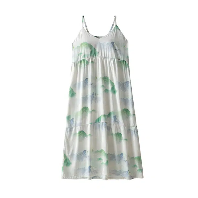 莫代尔 慵懒随性经典透气小清新带胸垫防凸点一体式简约时尚轻盈无袖可外穿夏季睡裙 女款