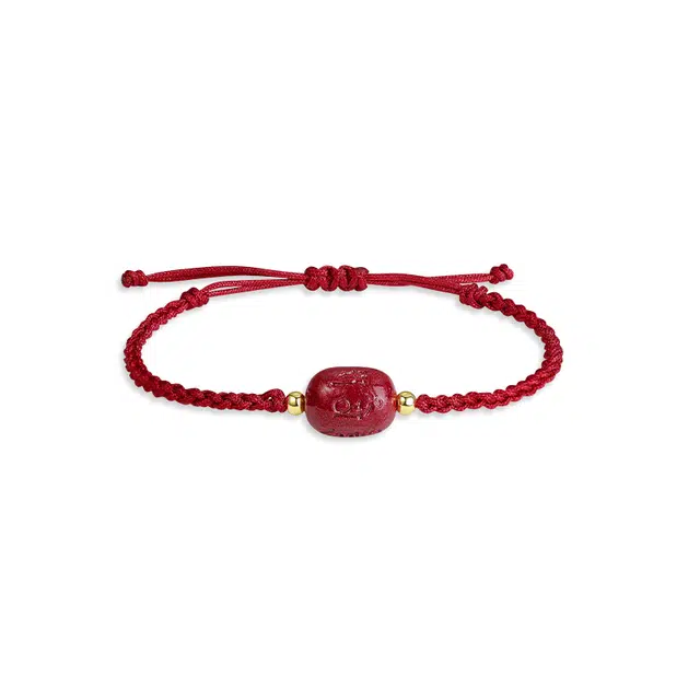 秦福炫 六字箴言 诸事顺利 招财转运珠原创设计国潮精致时尚高级感手工编织绳 好运 朱砂 手链 男女同款情侣款