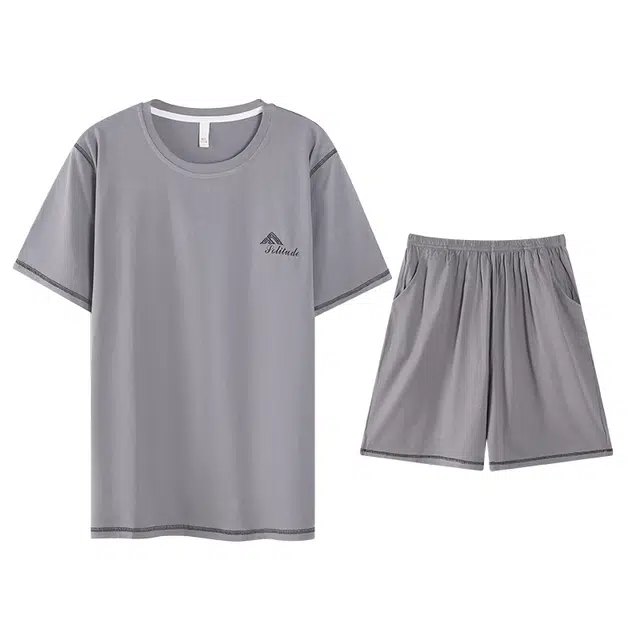 顶瓜瓜 青春活力短袖休闲舒适纯色两件套家居服睡衣套装 男款