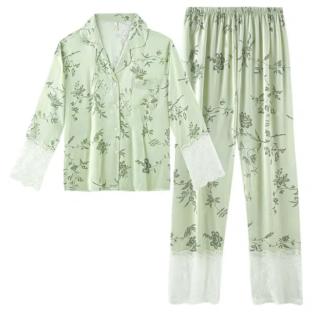 好福份 长袖长裤印花碎花休闲简约家居服睡衣套装 女款