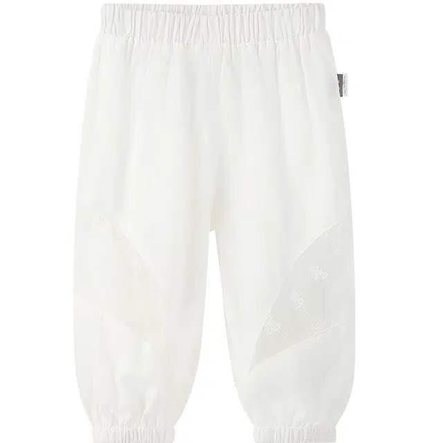 童泰长裤 夏季女童可爱蕾丝拼接长裤 白色 婴幼童