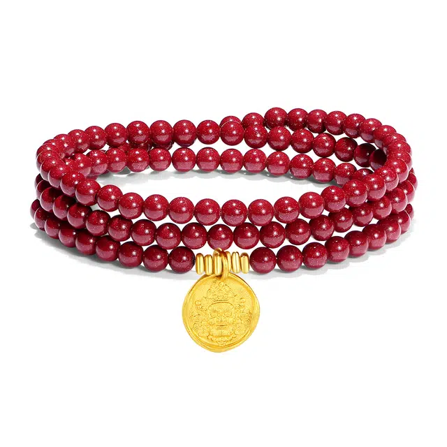 【普陀山官方已过香】 普陀山文创 新中式国潮红门大开财源广进紫金砂转运珠财神福牌守护财富财运亨通#好运 朱砂 玉石手串 男女同款情侣款