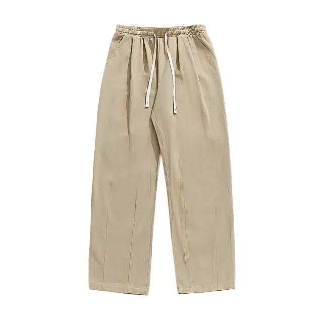 煦加 潮流日系复古砂洗双打褶设计百搭宽松阔腿休闲裤 男款