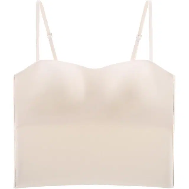 草本初色 轻薄透气美背简约百搭细肩带内搭带胸垫吊带 女款