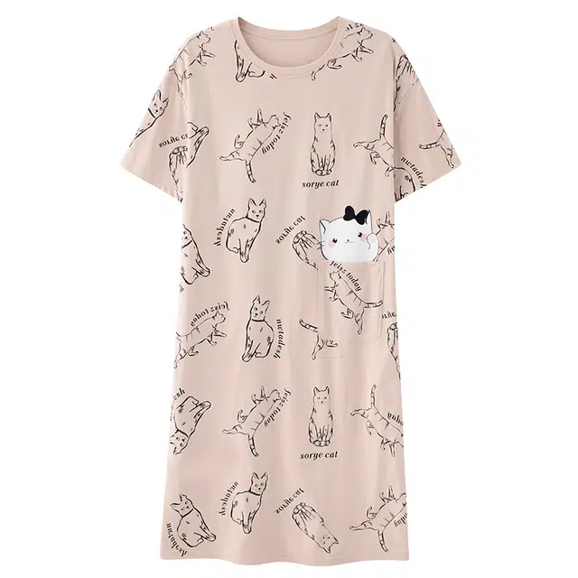 睦隆世家 短袖自带胸垫可外穿可爱卡通家居服睡裙 女款