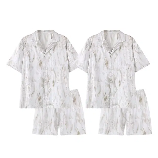 俏韵 翻领高级感短袖薄款凉感家居服可外穿睡衣套装 男女同款