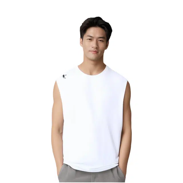 乔丹 男子训练系列 简约纯色经典百搭基础款宽松背心 男款 乔丹白