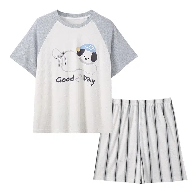 好福份 卡通时尚休闲可爱小狗印花家居服睡衣套装 女款