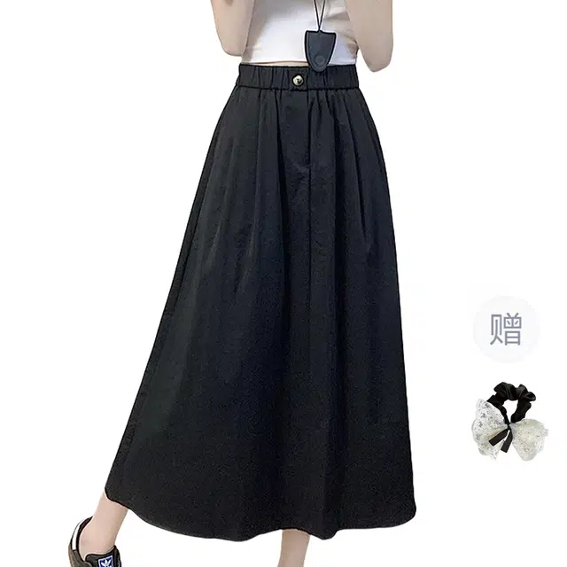 涂诗菲 韩式时尚减龄褶皱垂感高腰显瘦遮胯百搭休闲长裙 女款