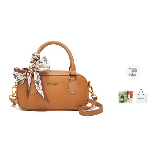 红蜻蜓 复古高级保龄球波士顿包潮流美拉德通勤百搭气质斜挎 牛剖层革 手提包 常规 男女同款情侣款 棕色/黑色