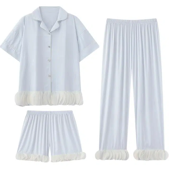 俏韵 短袖小翻领舒适透气抑菌睡衣套装 女款