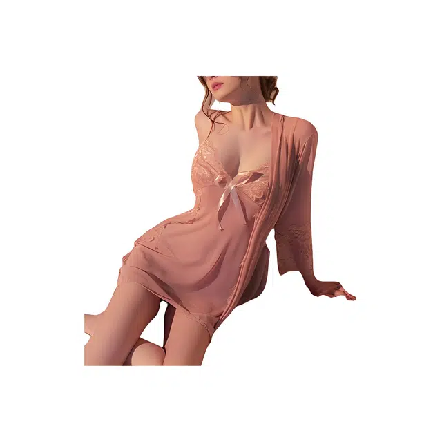 崇朵  吊带蕾丝网纱大码性感免脱小胸情趣内衣