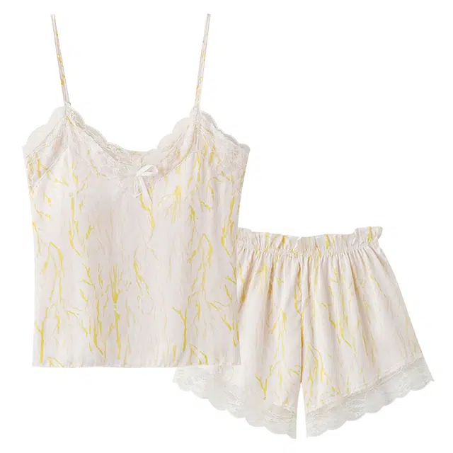 俏佳人 带胸垫性感吊带凉感透气蕾丝亲肤家居服睡衣套装 女款