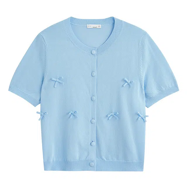 茵曼 气质时尚舒适短袖针织衫 女款