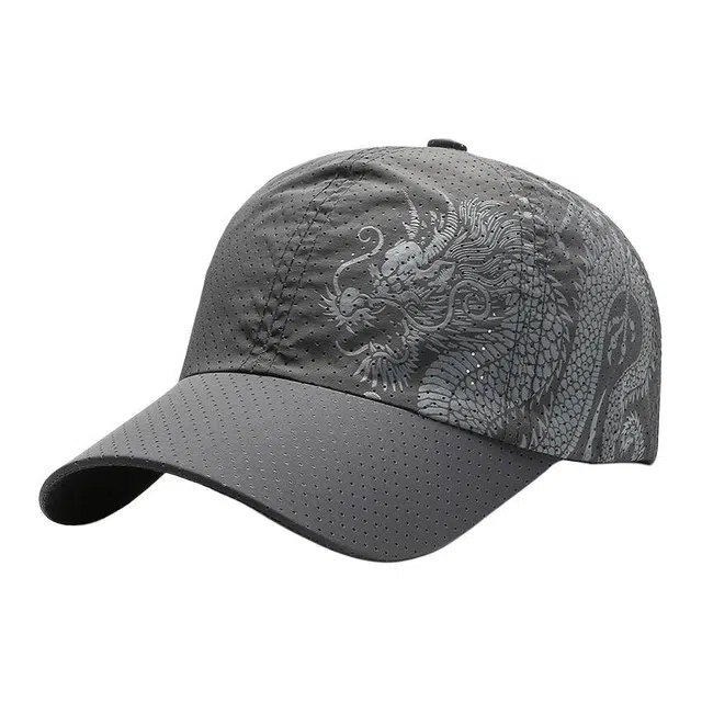 佩洛依 显脸小速干运动跑步中国风印龙户外网眼 涤纶 鸭舌帽 男女同款情侣款