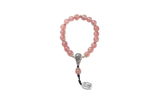 克拉日记 新中式国潮款天然六字真言纳福手链高级感手饰  招财平安 好运礼盒装 草莓晶 手串 男女同款情侣款