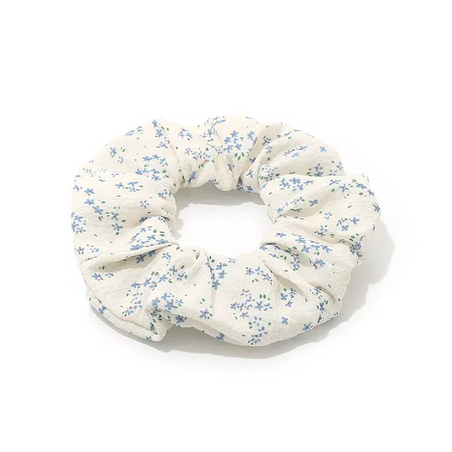 如花梦 蓝色碎花大肠 头饰韩系高级感扎丸子头 布艺 发圈 女款