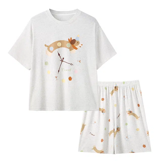 好福份 青春活力韩版休闲温柔可爱卡通印花睡衣套装 女款