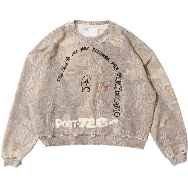 Paly Hollywood SS25 EMOTIONAL PAIN CAMO CREWNECK