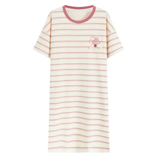 睦隆世家 舒适透气可爱卡通熊猫圆领短袖睡裙 女款