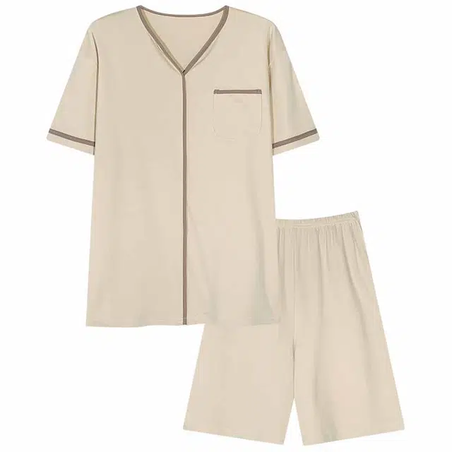 好福份 舒适简约轻便短袖上衣家居服五分裤夏季睡衣套装 男款