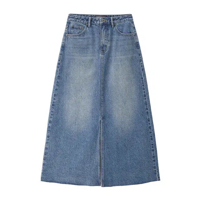 佐丹奴 韩国系列纯棉磨白开叉五袋款半身裙牛仔长裙 女款