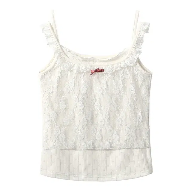 识恩 甜美假两件蕾丝花边女修身网纱打底上衣吊带 女款