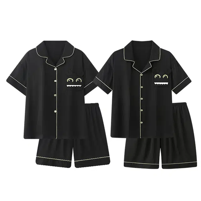 俏韵 翻领休闲舒适短袖薄款家居服可外穿睡衣套装 男女同款