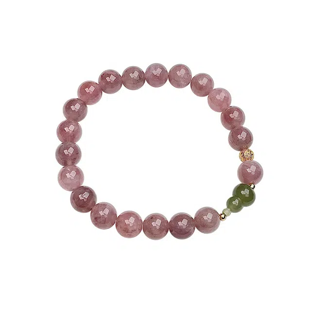 琳琯瑛 新中式串珠紫马碧玉葫芦招桃花草莓#好运天然 粉水晶 手饰手串 女款