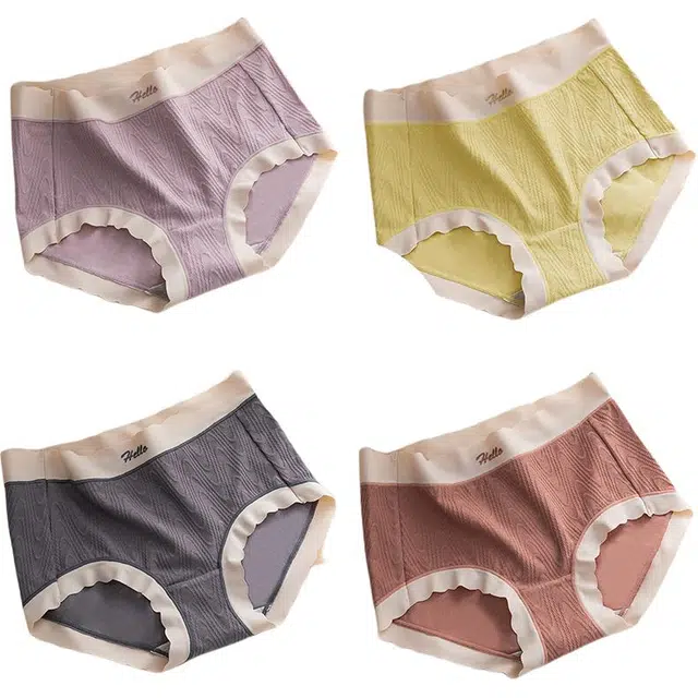 北极绒 纯棉抗菌性感纯色简约三角裤中腰内衣裤套装 女款