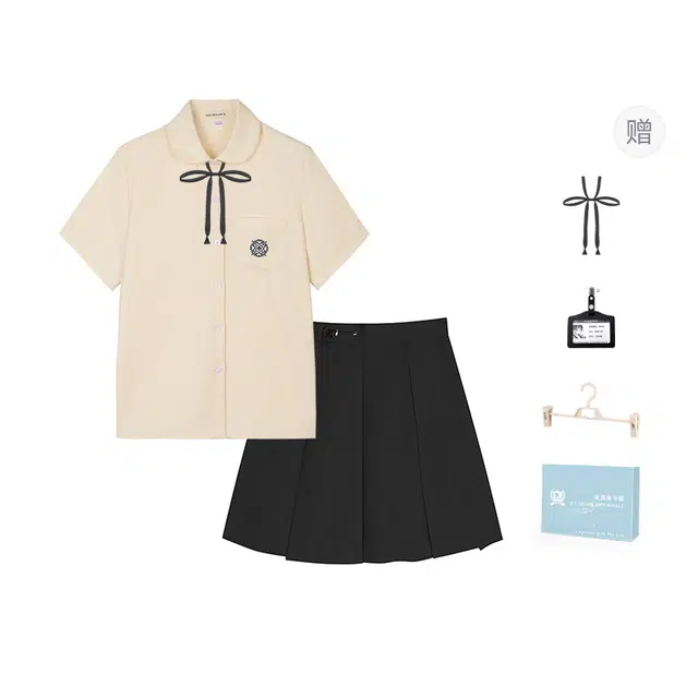 冰淇淋与鲸 学院风原创宽松短袖衬衫日常百搭百褶裙制服 女款 礼盒装