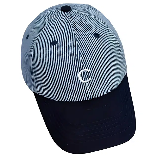 优莲茵 韩国小清新条纹刺绣春夏季小众显脸小帽子百搭时尚 遮阳防晒帽 聚酯纤维 鸭舌帽 男女同款情侣款