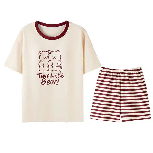 向薇 圆领可外穿短袖舒适亲肤休闲家居服睡衣套装 女款