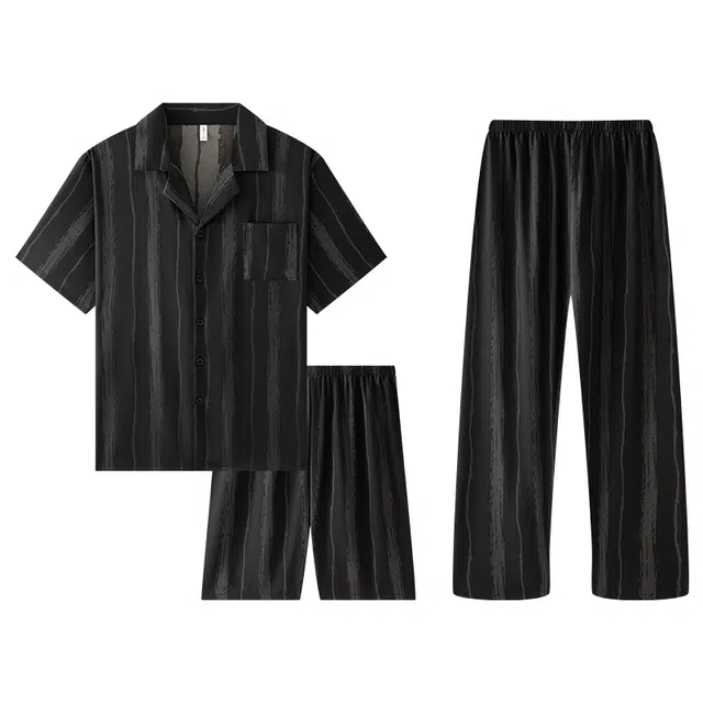 好福份 柔软时尚复古花纹睡衣套装 男款