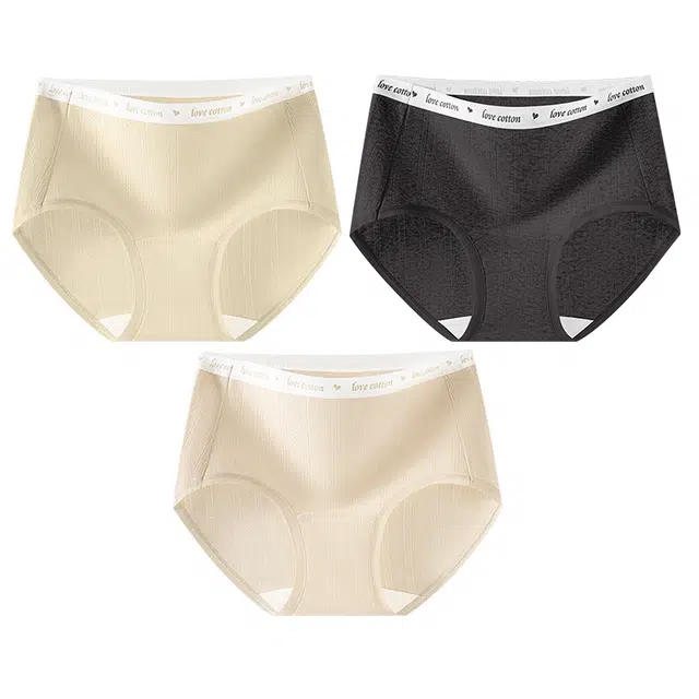 二三二三 简约时尚透气弹力亲肤柔软舒适三角裤防卷边不勒腿不夹臀不卡档无痕短裤撞色字母可爱甜美日系少女内裤 女款 组合装