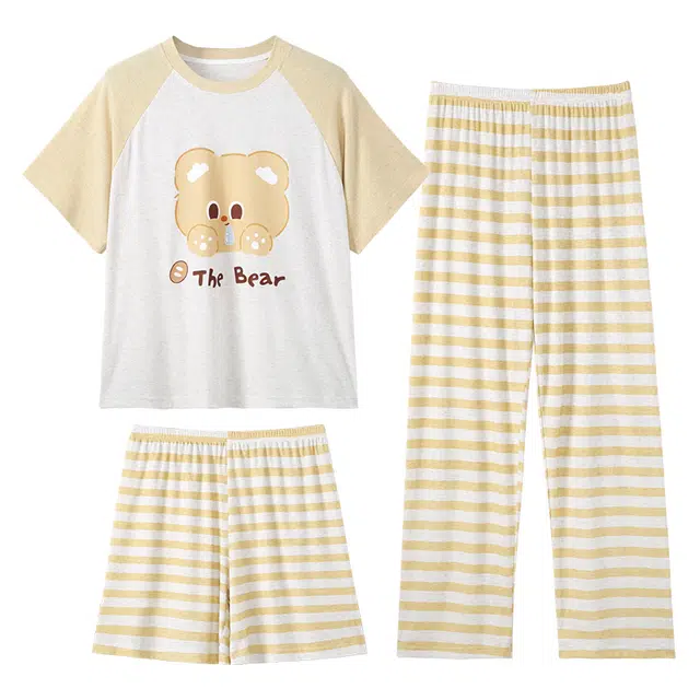 好福份 青春活力简约小熊卡通印花家居服睡衣套装 女款