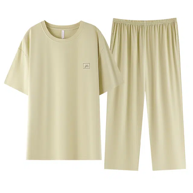 睦隆世家 莫代尔薄款短袖七分裤家居服可外穿睡衣套装 女款