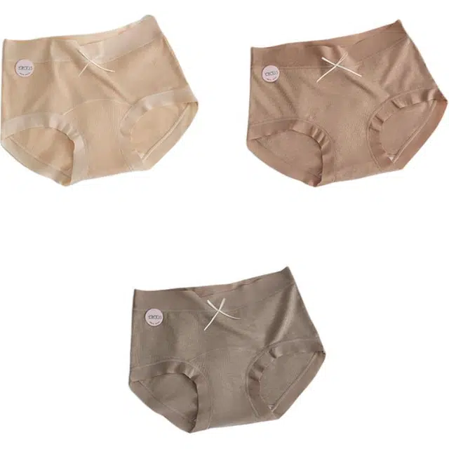 北极绒 舒适透气吸汗纯色休闲三角裤高腰内衣裤套装 女款