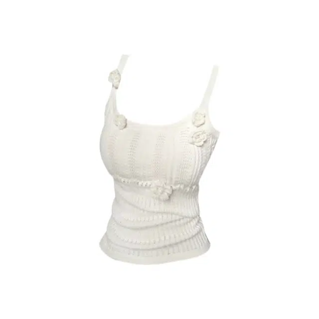 怪力萝莉 设计感小众花朵针织背心内搭打底吊带 女款