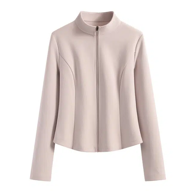 雅鹿 纯色立领女时尚韩版宽松慵懒风开衫卫衣 女款