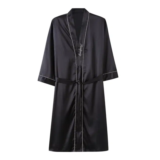 潞优野 冰丝七分袖长款浴袍家居服浴袍睡衣睡袍 男款